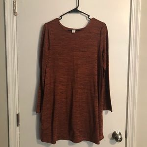 Rust, red orange heather long sleeve dress
